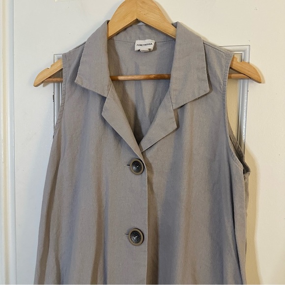 Forcynthia Linen Dress Shark Bite Hem Asymmetrical Boho Lagenlook Artsy Large - Picture 3 of 8